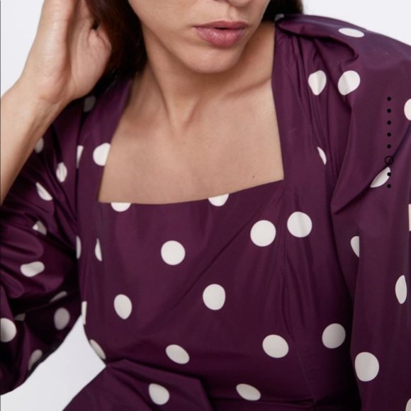 Zara Polka Dot Taffeta Blouse S - Picture 5 of 8